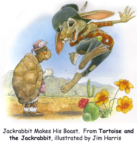 ‘Jackrabbit Makes His Boast’  Fairytale art from The Tortoise and the Jackrabbit.